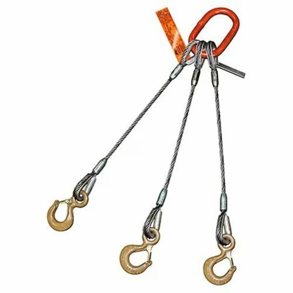 Three Leg Wire Rope Sling, 5/8 in dia, 14 ft Length, Eye Hoist Hook, 10 ton Capacity, Hsi, Mfr#: 300EH5/8X-14